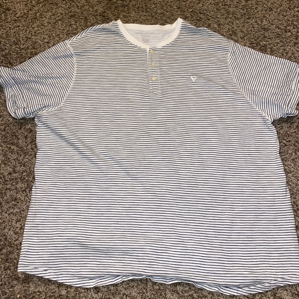 American Eagle Short Sleeve Striped Henley
